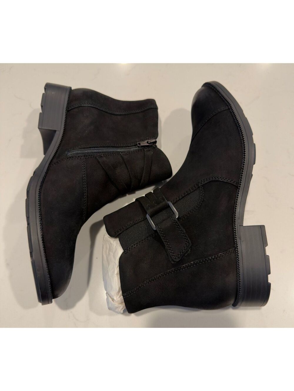 Clarks Adalynn Black Leather Nubuck Faye Bootie Women Size 9.5